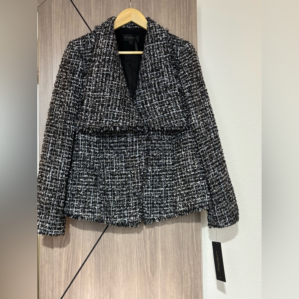 Donna Karan Black and White Tweed Blazer